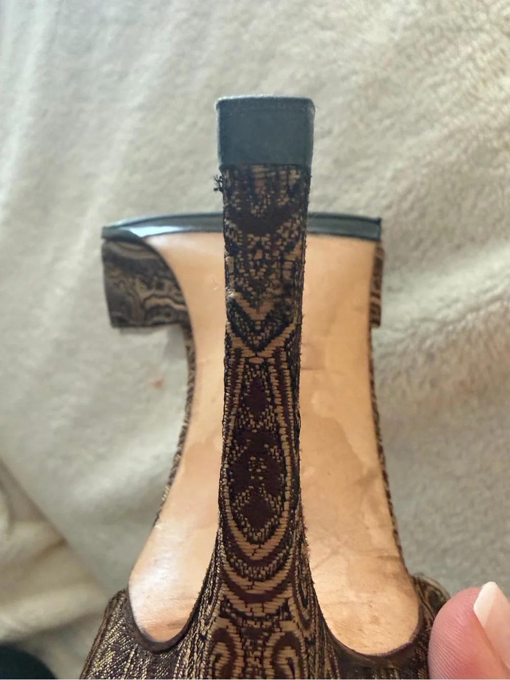 Manolo Blahnik SILK tapestry bronze&brown Paisley Pointed Mary janes vintage!
